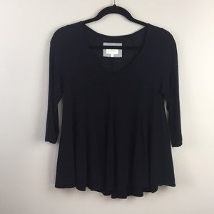 DELETTA Anthro Black Flowy Top